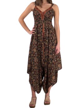 Combi Sari style robe longue imprimé Indi - Noir