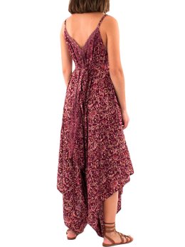 Combi Sari style robe longue imprimé Indi - Bordeaux