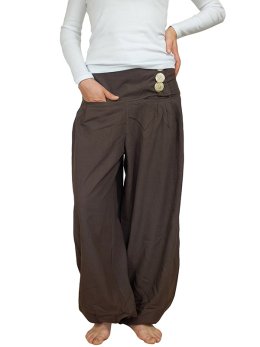 Pantalon ethnique chic grande taille Choco - Sati