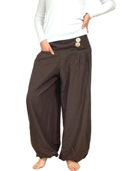 Pantalon ethnique chic grande taille Choco - Sati