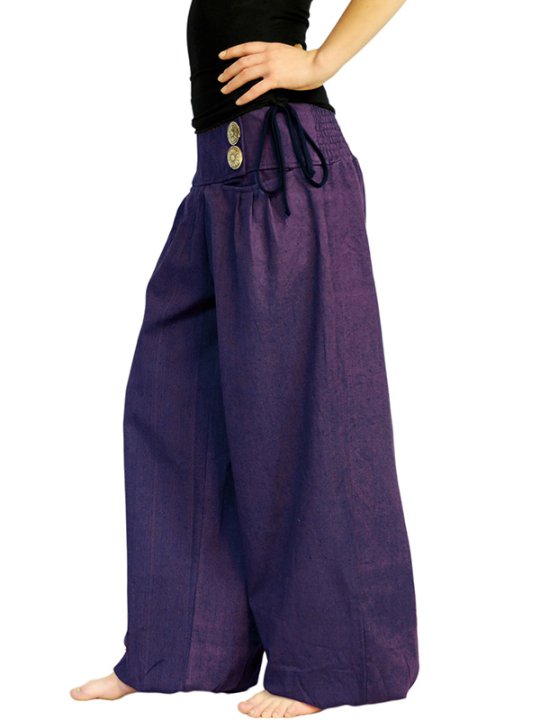 Pantalon ethnique chic grande taille Violet - Sati