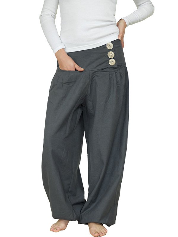 Pantalon ethnique chic grande taille Gris - Sati