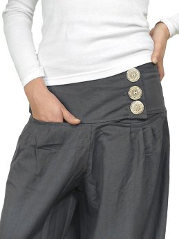 Pantalon ethnique chic grande taille Gris - Sati