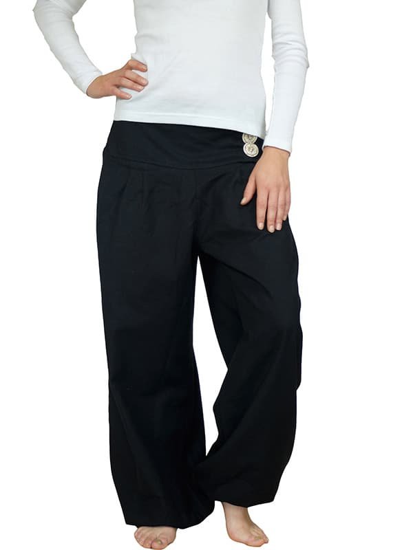 Pantalon ethnique chic grande taille Noir - Sati