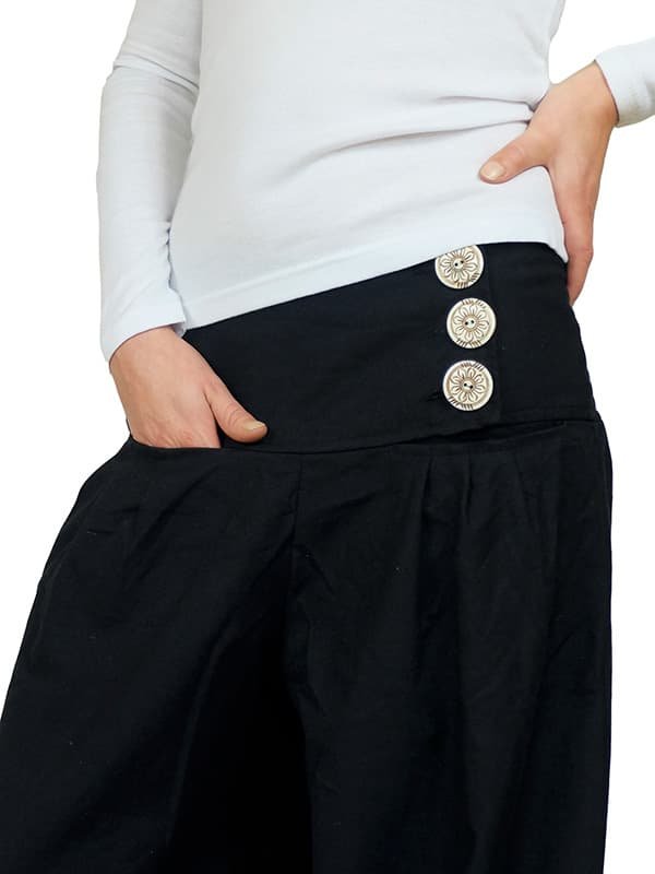 Pantalon ethnique chic grande taille Noir - Sati