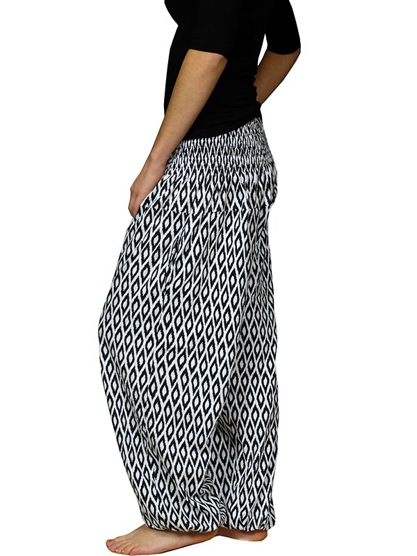 Pantalon sarouel femme chic blanc et noir - Shanka