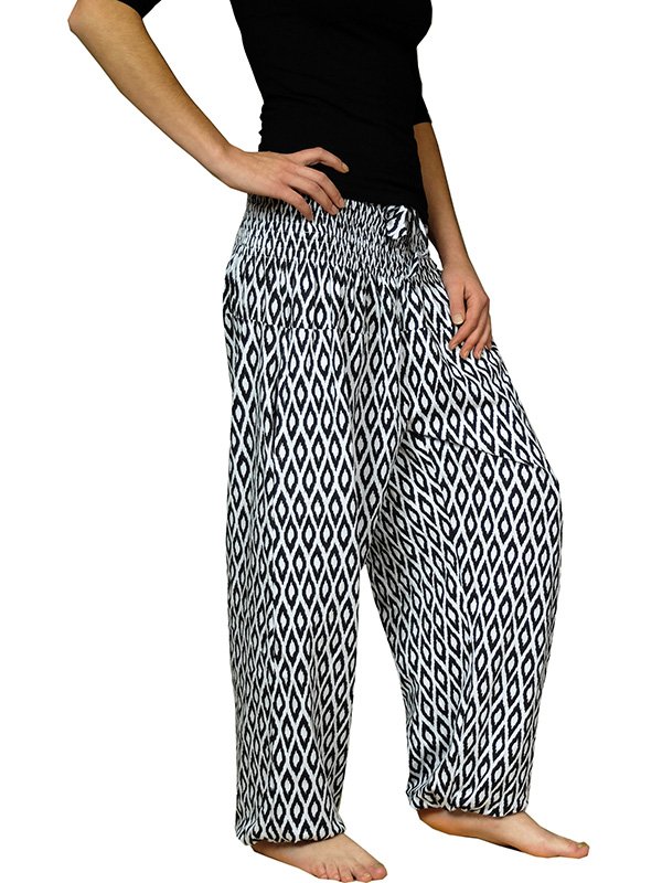 Pantalon sarouel femme chic blanc et noir - Shanka