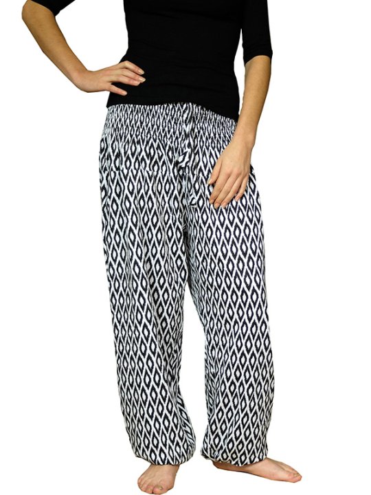 Pantalon sarouel femme chic blanc et noir - Shanka