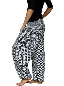 Pantalon sarouel femme chic blanc et noir - Shanka