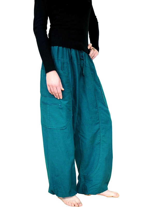 Pantalon sarouel femme Bleu pétrol - Akiro