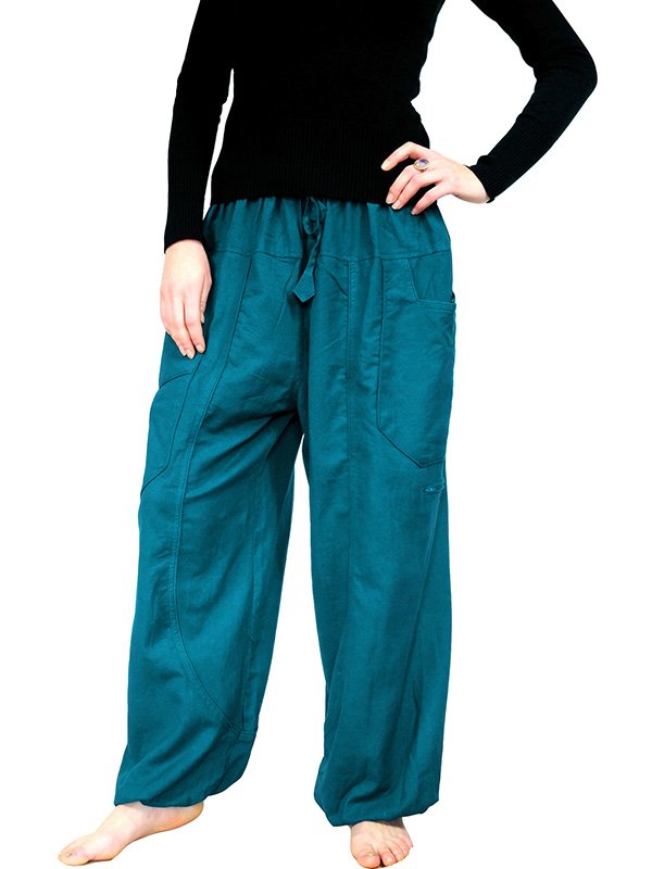 Pantalon sarouel femme Bleu pétrol - Akiro