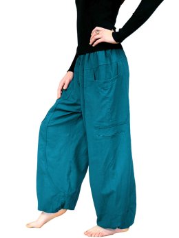 Pantalon sarouel femme Bleu pétrol - Akiro
