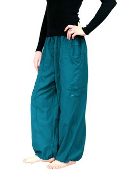 Pantalon sarouel femme Bleu pétrol - Akiro