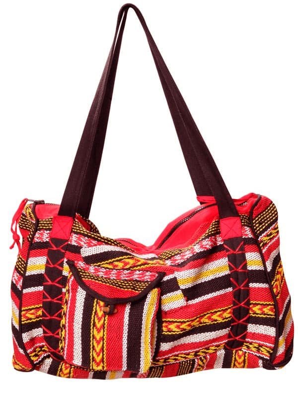 Sac épais tissage en coton - double poche - Rouge