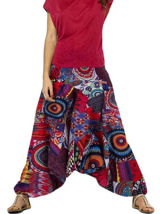 Sarouel femme Indien - Trisha Patchwork Rouge