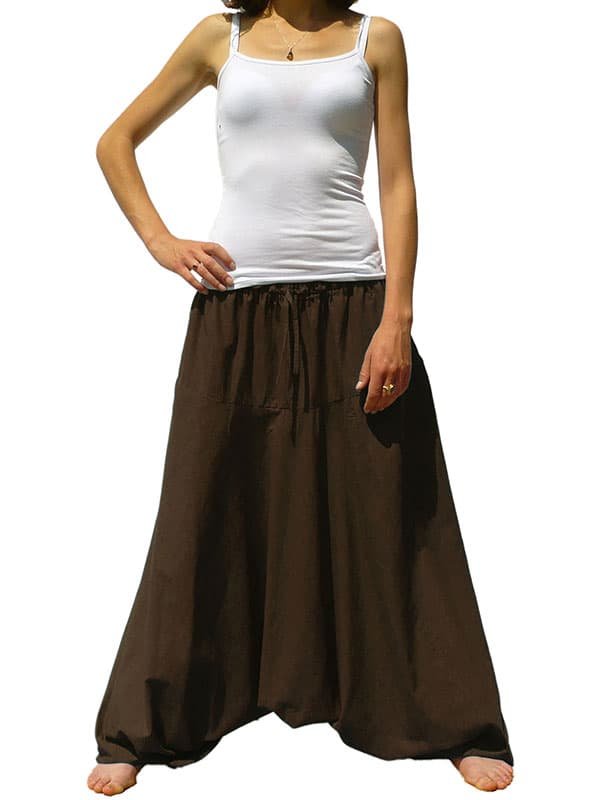 Sarouel femme grande taille et 2 longueurs - Sherpa Chocolat